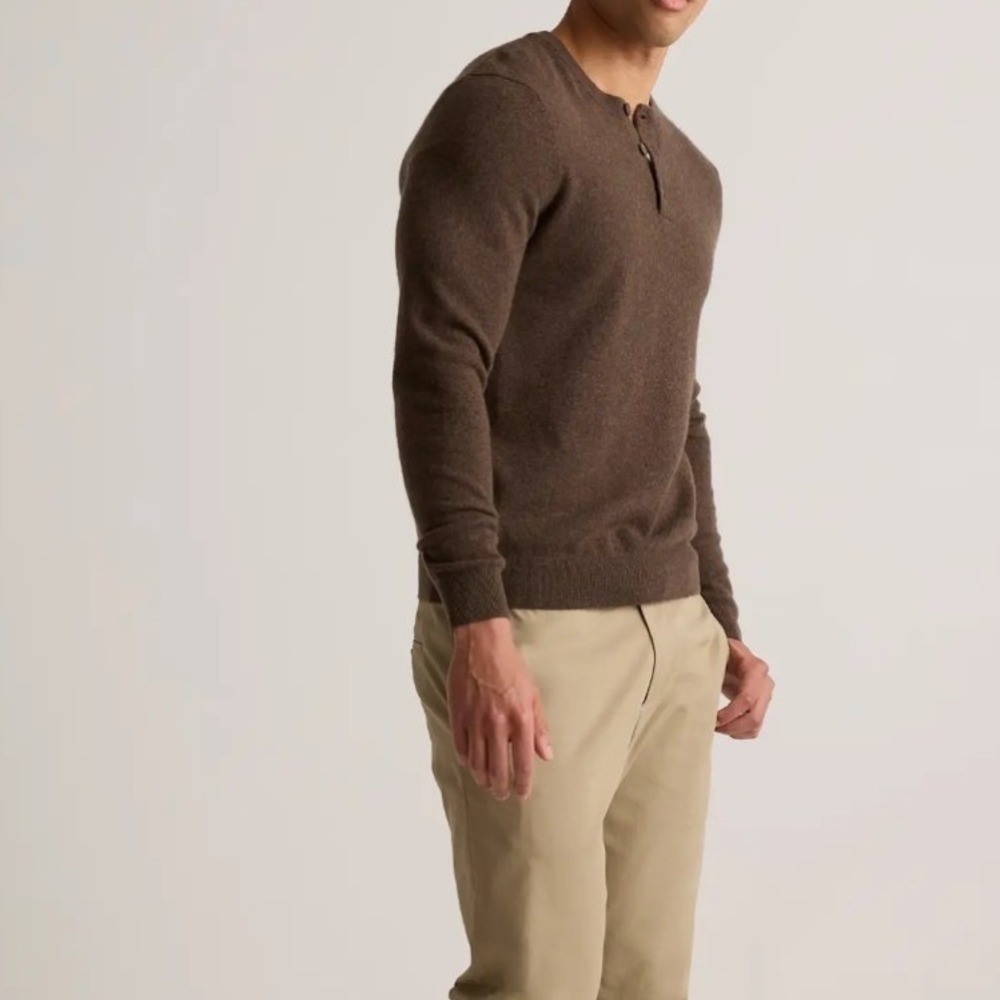 Quince Mongolian Cashmere Henley Sweater Brown Mens LB47133-CGC01-4863